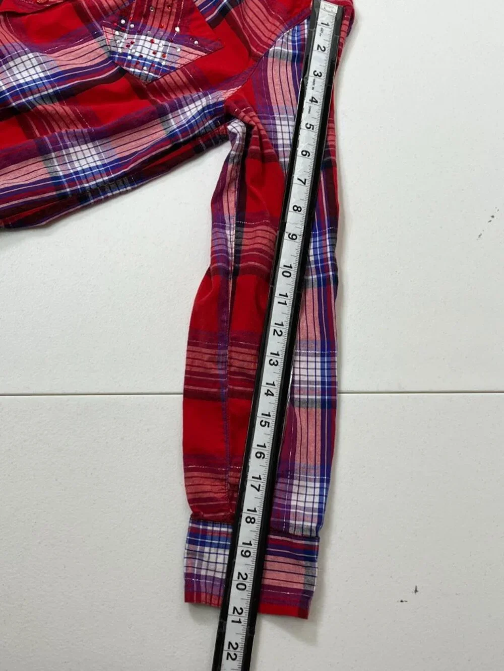 Justice Girls 14 Red Blue Plaid Button Down Shirt Preppy Fall